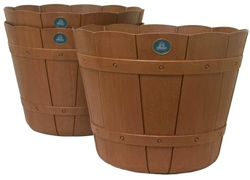 Terragave TAMAMR3653-3BX - Set di 3 vasi rotondi in legno, color ruggine, diametro 36,1 cm, 100% polipropilene biodegradabile, realizzati con fibre di agave riutilizzate, per interni ed esterni,