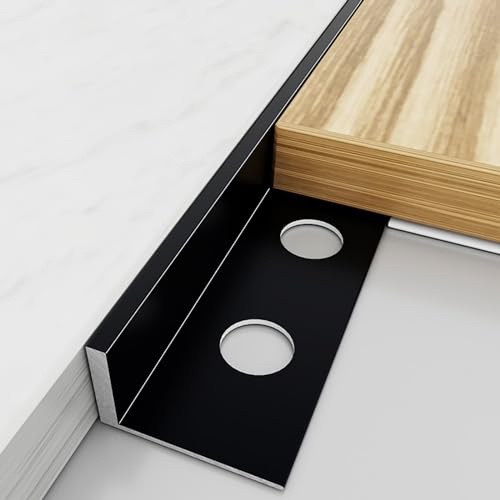 Raouoae Profilé De Carrelage L 125CM - 2 Pièces, Bande D'extrémité En Aluminium Pour Protection De Bord De Carrelage Céramique, Idéal Pour Sols, Murs, Lambris Et Extérieur(Schwarz,Höhe: 12.7 mm)