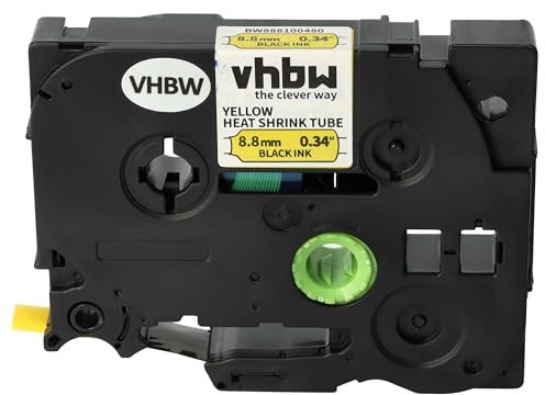 vhbw 1x Schriftband-Kassette kompatibel mit Brother PT P750, P750W Etiketten-Drucker 1,5m x 8,8mm Schwarz auf Gelb, Schrumpfschlauch-Kassette