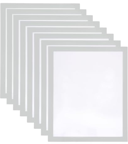 QUARKZMAN 8 Stück A4 Magnetrahmen, Info-Rahmen Selbstklebend Aufklappbarer Magnetrahmen mit Magnetverschluss, Bilderrahmen für Dokumente, Poster, Hinweise,Silber (31.5 x 25cm)