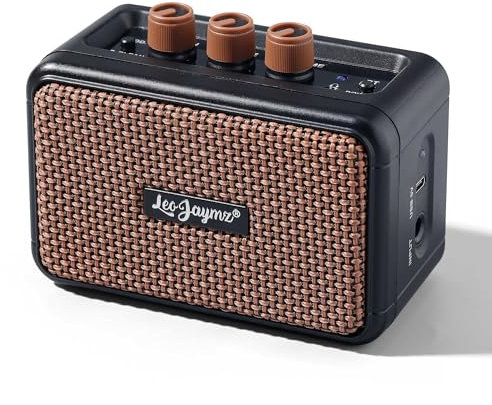Leo Jaymz Compact & Portable 5W Dual Speaker BT Wireless Guitar Amp - Rechargeable Battery, Clean/Overdrive Modes, Headphone Jack, Ideal for Practice & Performance (Black)