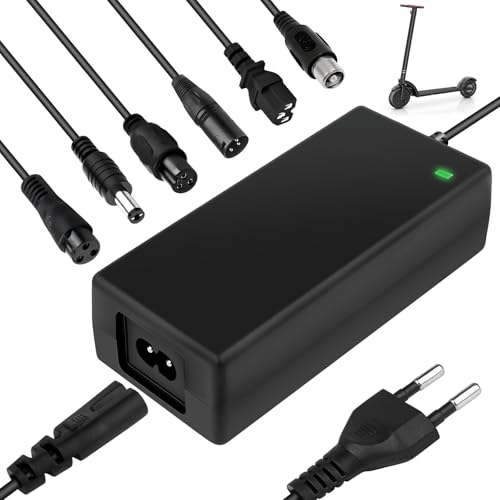 Hoverboard Ladekabel für E-Scooter, 42V 2A Ladegerät Ladekabel mit 6 Anschlüssen für Elektro Scooter, 36V Power Netzteil Adapter für Balance Hoverboard, Self Balance Smart Elektroroller, EU Stecker