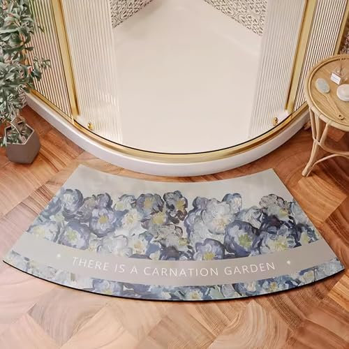 Arc-shaped Shower Mat - Gebogene Badezimmermatte, gebogene Badematten for die Dusche, schnell trocknend und stark saugfähig, gebogene Duschmatten for runde und Eckduschen, rutschfeste Unterseite aus G