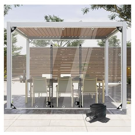 ASDQWER Transparent Waterproof Tarpaulin Side Panels,Foldable Tarpaulin in Pvc Material，With Zippered Doors,Pvc Rain Curtains,for Porch Patio Garden，Garage，Tarp Cover Sheet(H1.6xW6m/H5.2xW19.6ft)