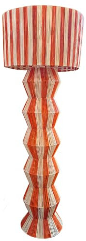 Marrakesch XXL Stehlampe Standleuchte 160 cm groß aus Raffia bast | Boho 2 flammige Lampe als Wohnzimmer Schlafzimmer oder Kinderzimmer Deko | Natürliche Stehleuchte Tulum Beige orange E27 Fassung