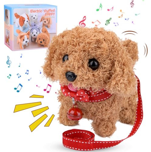 Vibbang Elettronico Cane Giocattolo che Cammina e Abbaia, Giochi Interattivi per Cani, Elettronico Cane Giocattolo, Simulati Peluche Cane Giocattolo Giocattoli per Bambini (B)