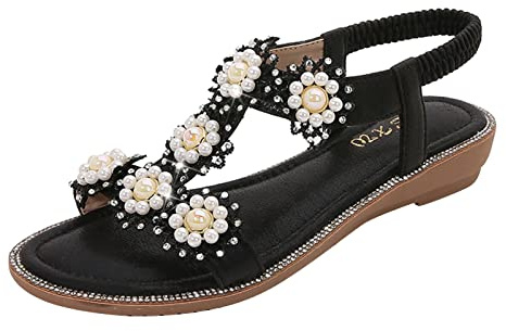 Beach Sandals Shoe Tree Comfort Sandals Ladies Women Wedges Sandals Strap Shoes Shoes Sandals Flops Buckle For Women Summer Flip Women Fashion Women Brown Sandals 7 Ladies Comfortable (Black, 6)
