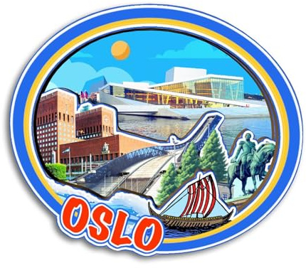 Quwsne Kühlschrankmagnet Oslo Norwegen Kühlschrankmagnet Stadt Reise Souvenirs Touristengeschenke 3D klassische Sehenswürdigkeiten handgefertigt Handwerk Heimdekoration -3971