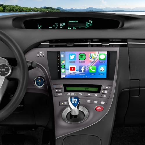 9 Inch Android 14 Double Din Car Stereo for Toyota Prius 2009-2014, 4G+64G Touchscreen Car Radio Reciever Head Unit w/Wireless Carplay Android Auto Bluetooth GPS Navi WIFI DSP FM SWC AHD Backup Camera