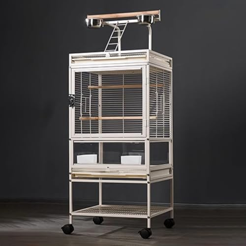 Wellensittichkäfig für Sittiche mit Ständer und Universalrädern, inklusive Ablagegestell, ideal für kleine und mittelgroße Vögel (48,3 x 45,7 x 129,5 cm)