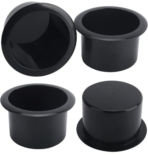 4 Pack Cup Holder Insert 88mm Diameter, Leakproof Car Cup Holder | Black Plastic Drinks Holder for Sofa, Couch, Table, RV, Caravan, Motorhome, Boat & Cinema Seats, Spill-Proof Insert
