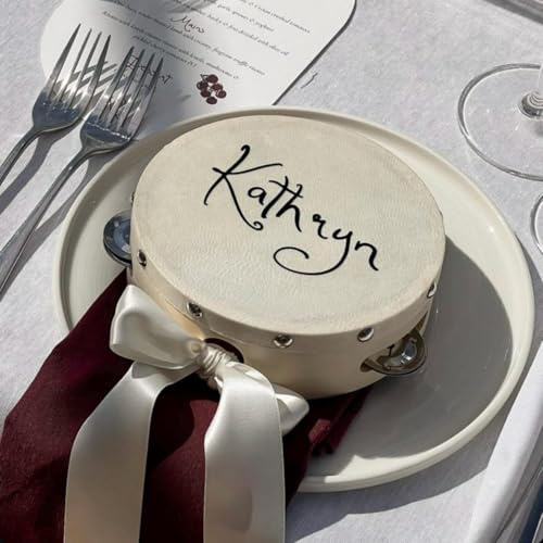 WEIYOUDP Personalisierte Mini-Tamburine mit Namen, 10,2 cm, Große Stückzahl, kleine Holz-Tamburine für Kirche, Wohltätigkeitshochzeit, Gastgeschenke (15 cm)
