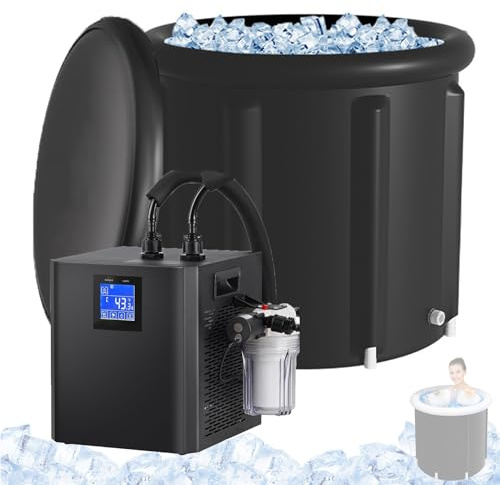 Kit de bañera de inmersión fría, enfriador de baño de hielo con control remoto, cápsula de hielo inflable con bomba y filtro, para recuperación de hielo y terapia al aire libre