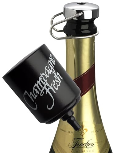 Champagne Fresh de Luxe II Edler Champagnerverschluss/Sektverschluss inkl. Pumpe (Messingkappe verchromt) (Chrom)
