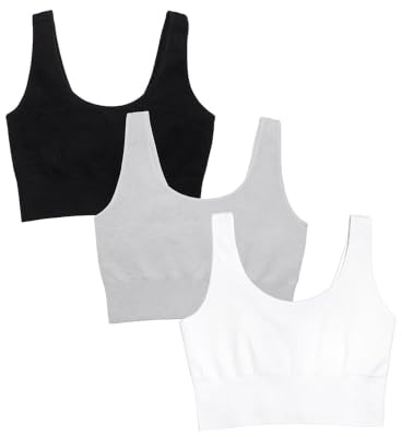 Fruit of the Loom Women's Built Up Tank Style Sports Bra, Black/White/Heather Grey/Black/White/Heather Grey, 38