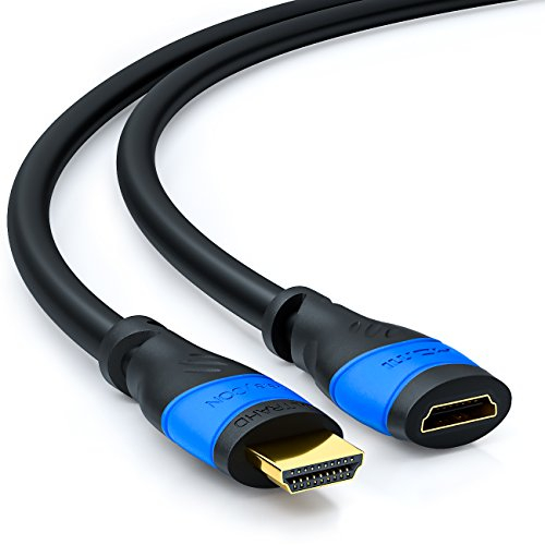 deleyCON 3,0m HDMI Verlängerung - Kompatibel zu HDMI 2.0a/b/1.4a - UHD, 4K, HDR, 3D, 1080p, 2160p, ARC, Type a (Standard) - Schwarz-Blau