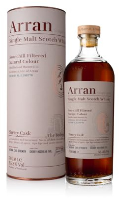 ARRAN - Sherry Cask The Bodega - Whisky Single Malt - Notes de Chocolat Noir & Ginger - Origine : Écosse/Highlands-Arran - 55,8% Alcool - 70 cl, 700 milliliters