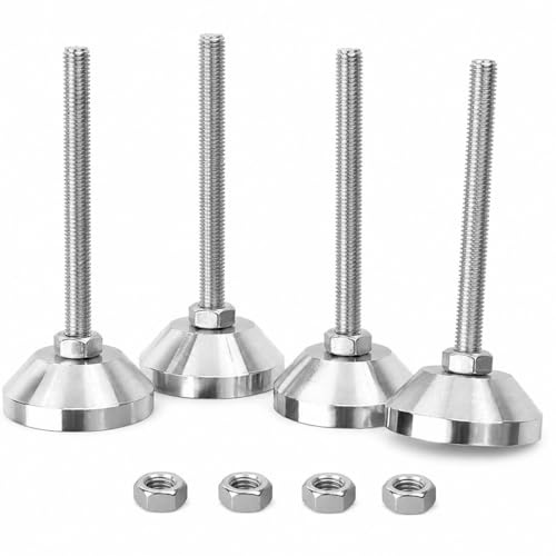 4PCS Heavy Duty Leveling Feet M10 Adjustable Furniture Leveling Screw Leg levelers Adjustable Leveling Feet 10mmFully-Threaded Feet Levelers for Workbench, Machine, Cabinet