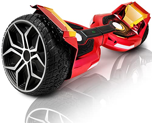 EMAXUSA, 8.5” All Terrain Hover Board, Off Road Self Balancing Scooter with Bluetooth and LED Lights, UL2272 Safety Certified (Red)