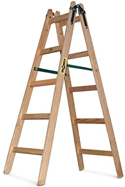 DRABEST - Scala in legno – per lavori di pittura – 2 x 5 pioli – m di lunghezza – fino a 150 kg – altezza di lavoro 1,53 m 3 m – pieghevole – scaletta – calpestabile su entrambi i lati – Impregnata