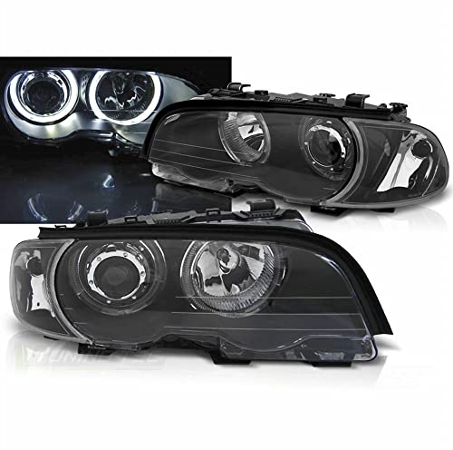 LED Angel Eyes Scheinwerfer Set in schwarz für BMW E46 04.1999-03.2003 Coupe Cabrio HALOGEN