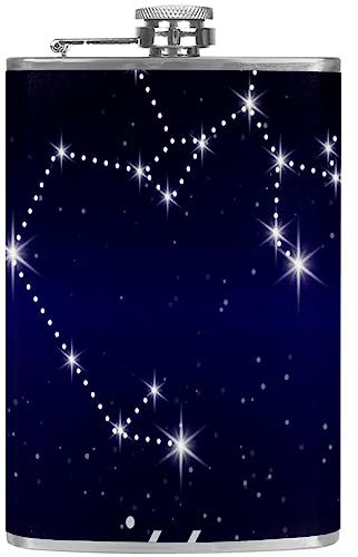 Flasque avec entonnoir Flacons personnalisés,Signe des constellations du zodiaque Sagittaire,Petit flacon portatif en acier inoxydable pour l'alcool