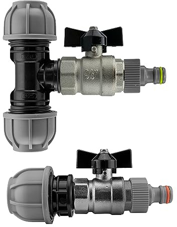 mdpe Compression Water Supply Pipe Fitting to Metal Butterfly Valve-Universal Click-Lock Hose Connection kit,for 20mm,25mm or 32mm Pipe (20mm tee)