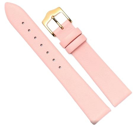 Chlikeyi Uhrenarmband Slim Uhrenarmband Damen Unisex Kalbsleder Echtleder Uhrenkette, Roségold 1, 14 mm