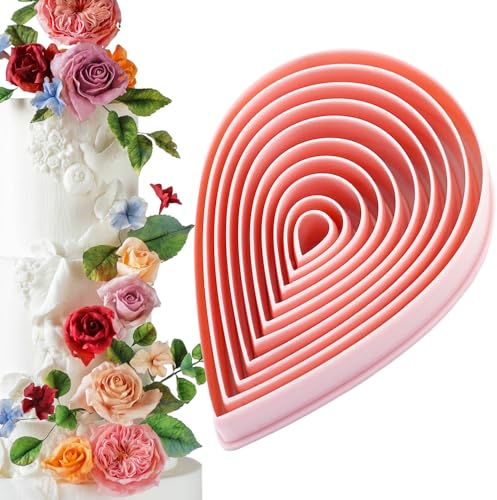 IPEWOEF 10 Pcs Rose Petal Water Drop Cookie Cutters - Wassertropfen-Design - Langlebig - Polypropylen (PP) - Handwäsche