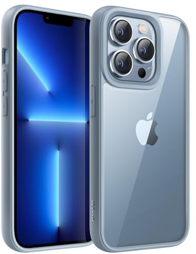 JETech Hülle für iPhone 13 Pro Max, Sierrablau | Einfarbig Matter TPU-Rahmen, Kratzfest, Handyhülle mit Transparenter Rückseite