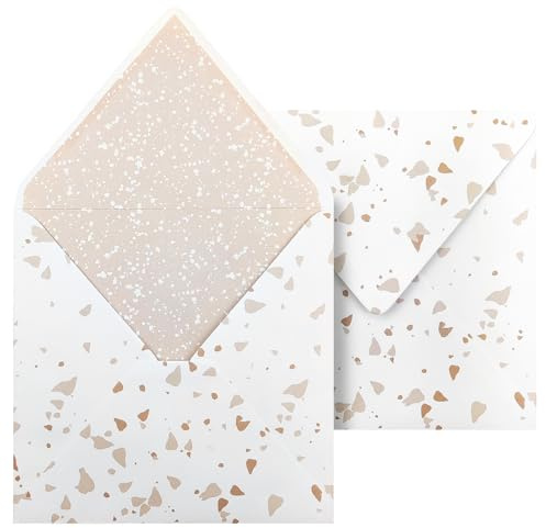 Netuno 25 quadratische Briefumschläge mit Aufdruck Sprenkel 155 x 155 mm beidseitig bedruckte bunte Umschläge ohne Fenster Einladungsumschläge Motiv bedruckte Kuverts Design Briefhüllen hochwertig