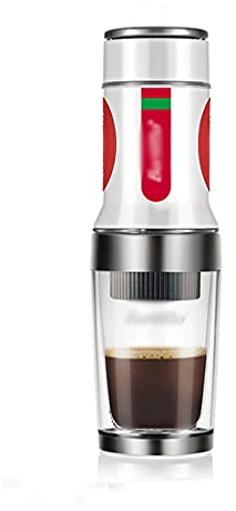 Cafetera portátil, máquina de café expreso, prensa manual, cápsula, cafetera molida, portátil (blanco)