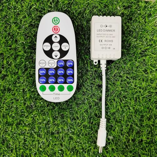 Remote Controller for Neon Signs and Single Color LED Strip Lights - DC 12-24V 23-Key Dimmer with Timer Function for LED Ribbon, Cabinet, Shelf Lights and Strip Lights