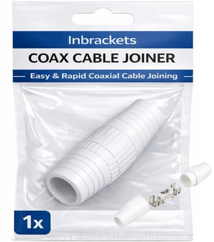 Inbrackets Coaxial Aerial Digital TV Cable Joiner Click and Screw Fit Repair Coupler Extender Adaptor for Coax Cable (1)