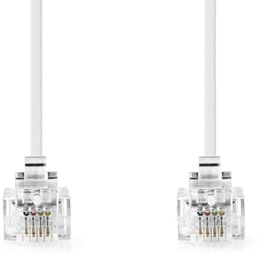 Telefonkabel - RJ11 Stecker - RJ11 Stecker - 5.00 m - Kabeldesign: Flach - Beschichtung: Vernickelt - Kabeltyp: RJ11 - Weiss - Label