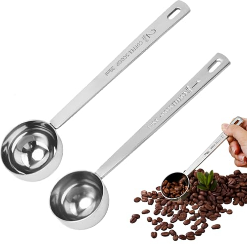 scalingscal 2 Stück Kaffeelöffel Portionierer Kaffeelöffel Edelstahl 15ml & 30ml Kaffee Messlöffel, Kaffeedosierlöffel Zuckerlöffel Kaffelöffel Dosierlöffel Kaffeelöffel mit Langem Griff, 63s0556