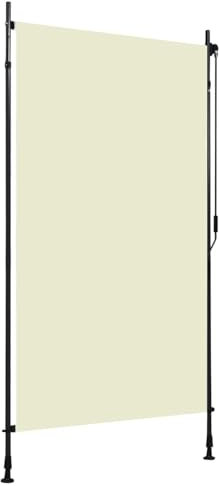 Homgoday Außenrollo Balkonrollo Handkurbelsystem Senkrechtmarkise Vertikalmarkise Sichtschutz Beschattung Sonnenschutz Außen Rollo für Balkon Terrasse 120 x 270 cm Creme