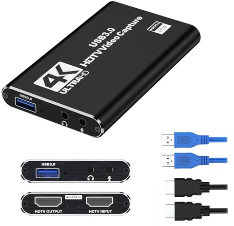 dobestyou 4K Capture Card for Streaming, Recording & Gaming – HDMI Video Capture Device with USB 3.0, 1080p 60fps, Zero Latency for PS5, Xbox, Switch, OBS, PC, Mac – Plug & Play, No Driver Needed