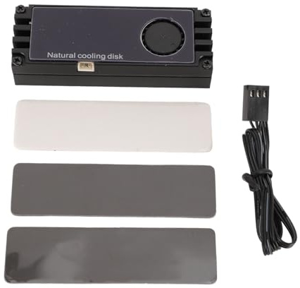 ciciglow NVMe M.2 Kühlkörper mit Kompaktem Lüfterdesign, Aluminium-SSD-Kühler für M.2 2280 SSD, Echtzeit-Temperaturanzeige, Pads mit Hoher Wärmeleitfähigkeit, Zuverlässiger Schutz (Black)
