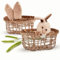 2 Pièces Panier Osier Paques avec Poignées, Panier Oeuf de Paques pour Chasse Oeufs, Panier Paques avec Oreilles de Lapin, Panier de Pâques Enfant, Decoration Paques Nid de Tressé Cadeau Fête