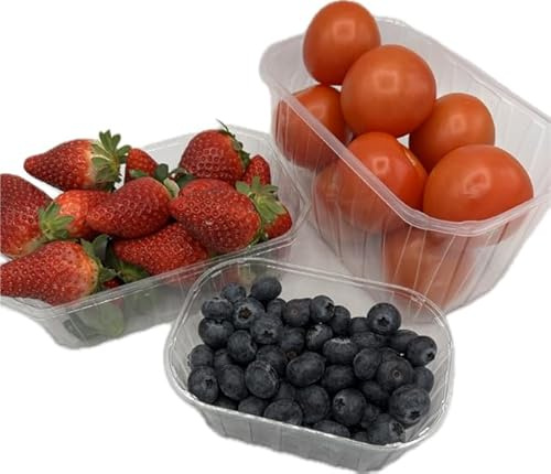 Générique - Barquettes en polyéthylène recyclé transparente servant à conditionner fraise, framboise, myrtille, tomate cerise, cerise, raisin sans couvercle et d'une contenance de 1000g (1000g)