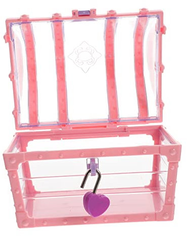 DECHOUS Children's Small Pink Treasure Chest Box Lock, Plastic Pirate Toy Trinket Storage Organizer, Suitable for Boys and Girls Toy and Keepsake Storage