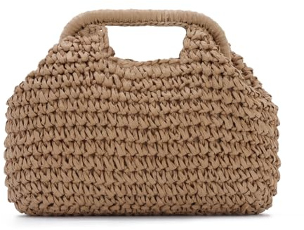 SUKUTU Pochette di Paglia, Borsa da Spiaggia per le Vacanze Estive per le Donne Rafia Vimini e Rattan intrecciati