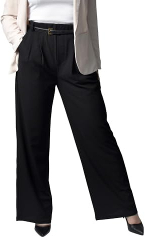 Actiforme My Miracle Stretch Pants Pantalon Femme Noir à Pinces Extensible -Pantalon Taille Haute Chic et Confort sans Repassage
