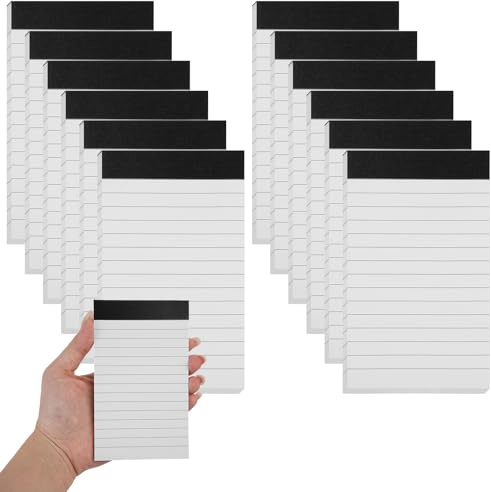 12 stycken anteckningsblock litet A7-set, mini anteckningsblock A7-set, små anteckningsblock, 30 ark per block, linjerat skrivblock, för skola kontor hushåll memo dagbok att göra lista, för
