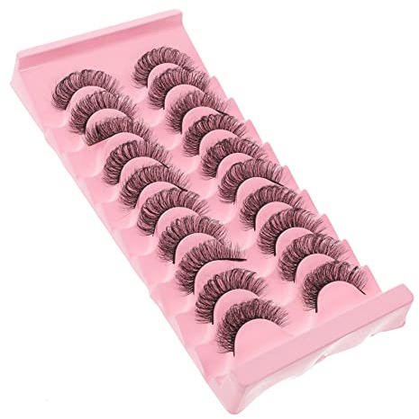 OUNONA 10pares Pestañas Postizas Rizadas Extensiones de Pestañas Naturales para Mujeres Postizas de Maquillaje para Uso Diario de Aspecto Natural