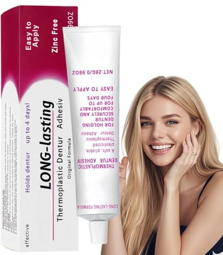 Grip Thermoplastic De/nture Adhesive,Teeth Filling Repair Kit,Refits and Tightens Loose Upper&Lower Den/tures and Partials,Comfortable Non-Glue Long Holding Reliner,False Teeth Silicone Reline Kit