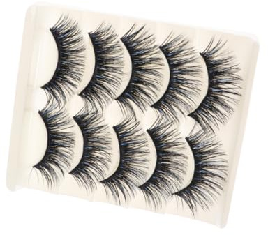 GANAZONO 5 paires Faux Cils Épais et Longs Fibres Artificiels Noirs pour Maquillage Femme Look Dramatique et Charme Assuré