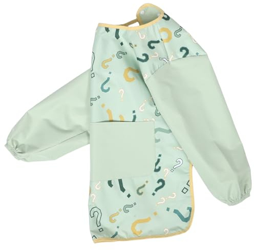 JOINPAYA Tablier Imperméable Garçon et Filles Manches Longues Bavoir Alimentaire 110 CM pour 3-5 Ans Protection Anti-Taches Vert Blouse-Bavoir Léger pour Peinture et Repas