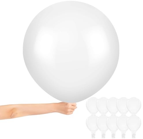 Alaoo gigantiska latexballonger, 10 st 81 cm vit gigantisk stor ballong, återanvändbar jumbo latexballong dekorationer för bröllop födelsedagsfest baby shower karneval